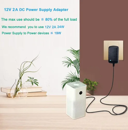 Vista 5 de Fuente de alimentación DC 12V Adaptador universal de CA 2A, 100-240 50/60Hz Transformador de 12 voltios y 2 amperios, cable adaptador de corriente
