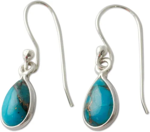 Vista 9 de NOVICA Artisan Handmade Dangle Earrings Sterling Silver Teardrop India