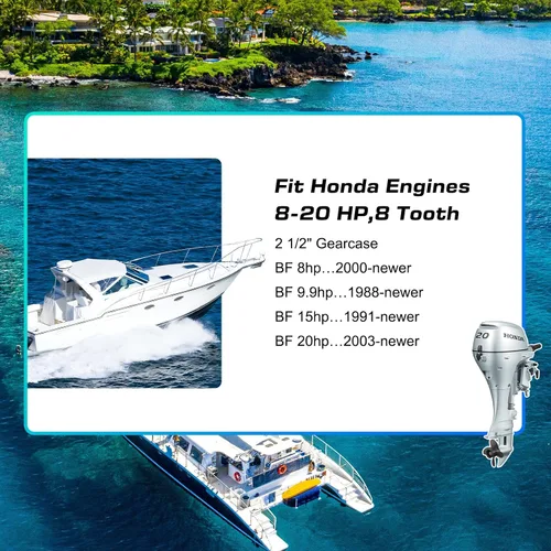 Vista 6 de La actualización del OEM 4 cuchillas 9 1/4x10 aluminio barco hélice cabida Honda Motores 8-20 HP 8 Spline dientes partes No.58134-ZV4-010AH, RH