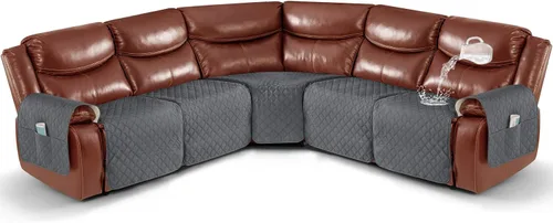Vista 8 de Ruaozz Fundas de Sofá Seccional Reclinable Extra Grandes Impermeables Funda de Sofá para Sofá Reclinable en Forma de L de 5 Asientos Fundas de Sofá