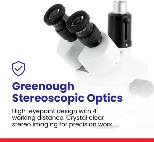 Vista 6 de AmScope SM-3T microscopio estéreo trinocular profesional con zoom estereoscópico SM-3T con control simultáneo de enfoque, oculares WH10x, aumento