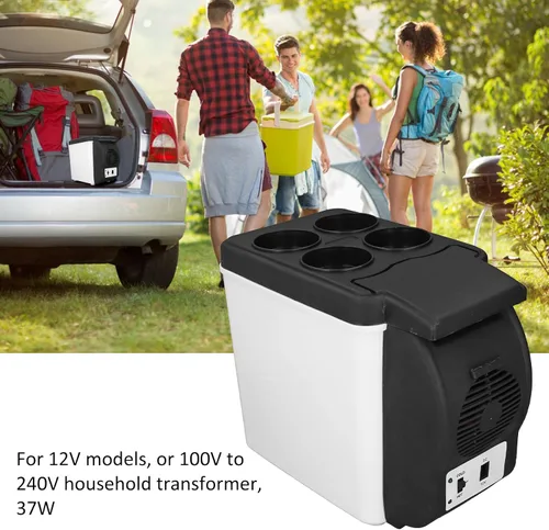 Vista 4 de Refrigerador para automóvil, mini refrigerador eléctrico de 12 V y calentador para automóvil, capacidad de 6 litros, congelador portátil