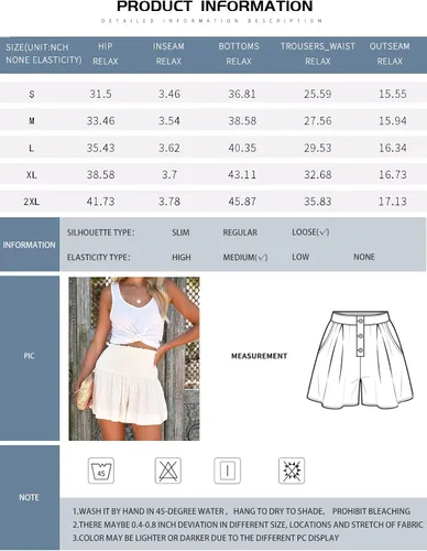 Vista 6 de Aytitium Pantalones cortos para mujer, cintura elástica, casual, verano, fruncidos, fluidos