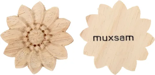 Vista 3 de MUXSAM Paquete de 10 calcomanías redondas de madera tallada sin pintar para decoración de cofres del hogar, gabinete, puerta, muebles (2.0 in)