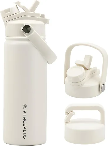 Vista 20 de Botella de agua de acero inoxidable de 32 onzas con tapa 2 en 1, botella de agua aislada al vacío de triple pared, a prueba de fugas, asa