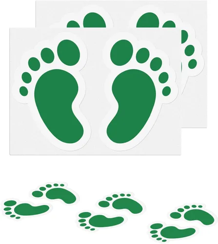Vista 12 de 20 pares de calcomanías de huellas negras de 3 x 7 pulgadas, vinilo autoadhesivo para zapatos, decoración de pies a distancia, impermeable