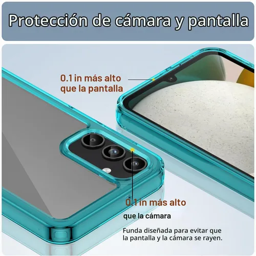 Vista 5 de Funda para teléfono Samsung Galaxy-A15-5G: Cubierta de teléfono a prueba de golpes de grado militar con protector de pantalla de vidrio templado