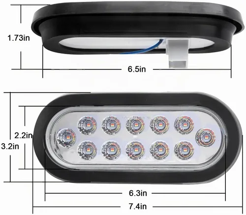 Vista 6 de Partswcgg 4 Piezas Luces Traseras Ovaladas Rojas de Parada/Giro de 6" a Luces de Reversa Blancas 12 LED, Luces Traseras Duales Redondas