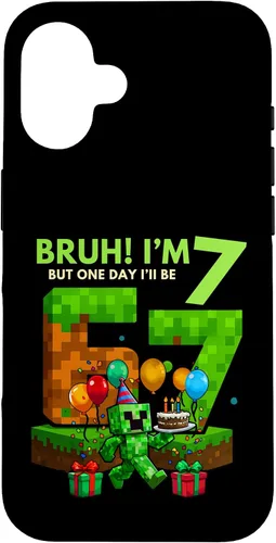 Vista 32 de Bruh I'm 7 But One-Day I'll Be 67 Retro 7th Birthday Kids Case for iPhone 17