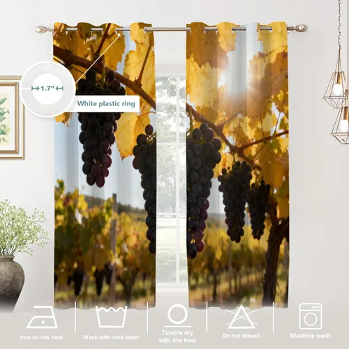 Vista 561 de Shrahala Orange Autumn Autumn Blackout Curtain Tiers, Fall Kitchen Valance Light Blocking Tier Drapes with Rod Pocket, 2 Pack 26 X 24 in
