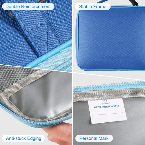 Vista 7 de Genteen Paquete de 2 bolsas de almuerzo suaves aisladas con doble cremallera, resistente, congelable y reutilizable para niños, hombres