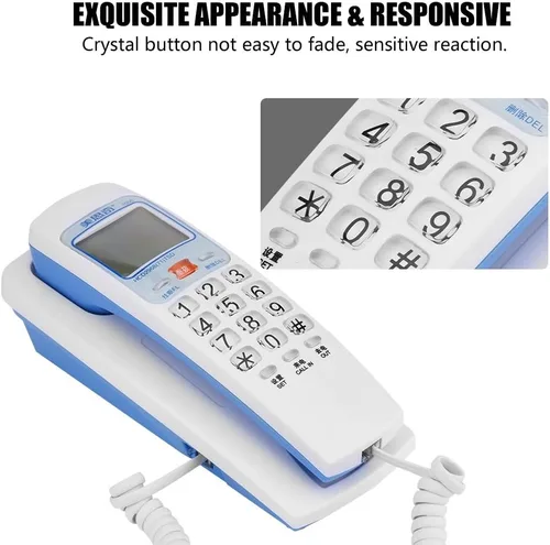 Vista 4 de Teléfonos fijos con cable con identificación de llamadas y dial retroiluminado, consulta de almacenamiento de número de llamada de 30 grupos