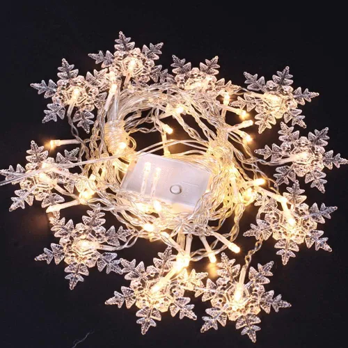 Vista 9 de Luces LED de cortina de copos de nieve, 13 pies / 13.1 ft, 96 luces LED de copo de nieve, luces de copos de nieve de Navidad, 8 modos