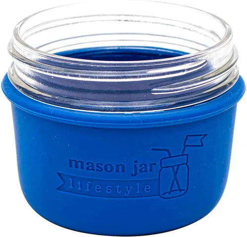 Vista 2 de Mason Jar Lifestyle - Fundas de silicona de boca ancha de 8 onzas para proteger tarros Kerr (multicolor americana)