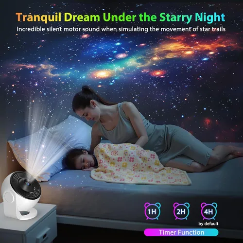 Vista 6 de Proyector Galaxy para dormitorio versión Pro, proyector de estrella de disco de película mejorado para niños, proyector de planetario 12 en 1