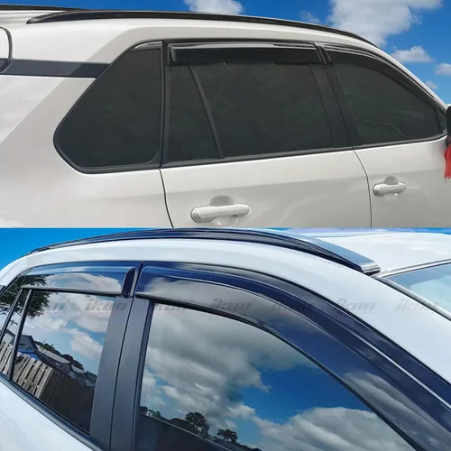Vista 3 de IKON MOTORSPORTS, Visera adhesiva para ventana compatible con Toyota RAV4 2019-2025, humo oscuro acrílico, 4 unidades, protección contra la lluvia