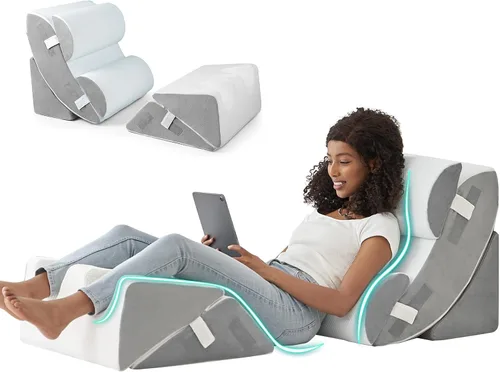 Vista 12 de Hansleep Juego de 6 almohadas ortopédicas de cuña para dormir, juego de almohadas postoperatorias ajustables para aliviar el dolor corporal, espalda