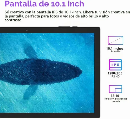 Vista 3 de Tableta Android, tabletas de 10 pulgadas con funda, 6 GB de RAM+64 GB de ROM/1 TB Tableta expandible, procesador de cuatro núcleos de 1.8 GHz