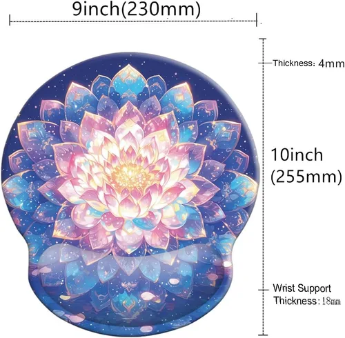 Vista 3 de Alfombrilla ergonómica de espuma viscoelástica para mouse con soporte de muñeca, cómoda alfombrilla acolchada de 9 x 10 pulgadas, alfombrilla