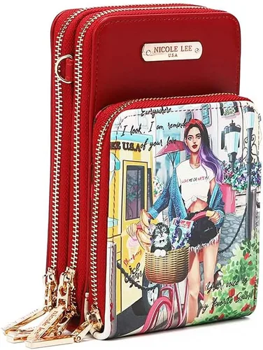 Vista 3 de Nicole Lee Funda cruzada con múltiples cremalleras para teléfono (COZY STREET IN MILÁN)