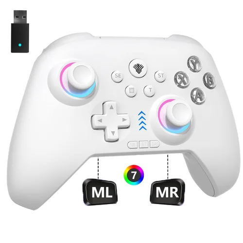 Vista 9 de 2.4G Wireless PC Controller with RGB Lighting/Programming Keys/Hall Joysticks/Hall Triggers/Vibrations,Three-Mode Switch Controller,Plug and Play