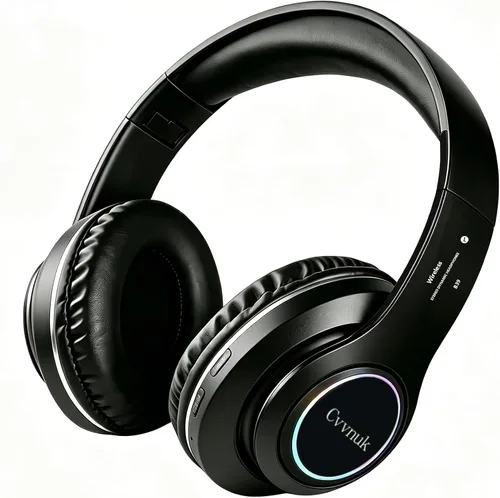Vista 10 de Bluetooth sobre laoreja, tiempo de reproducción de 24horas y 6 modos de muisica ecualizados, auriculares inalambricos con microfono Plata Gris