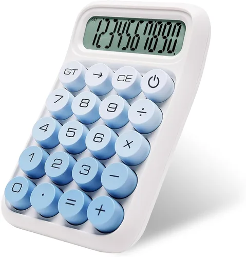 Vista 11 de Y YOMA Paquete de 1 calculadora de interruptor mecánico con pantalla LCD grande de 10 dígitos, botón grande, mini calculadora de escritorio linda