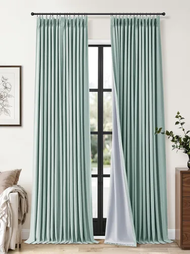 Vista 39 de Cortinas opacas plisadas de lino beige y blanco de 90 pulgadas de largo para dormitorio o sala de estar, juego de 2 paneles, oscurecimiento