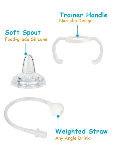 Vista 4 de Kit de conversión de vaso para biberones de vidrio estrechos y estrechos de Dr. Browns, kit de transición a prueba de derrames con boquilla