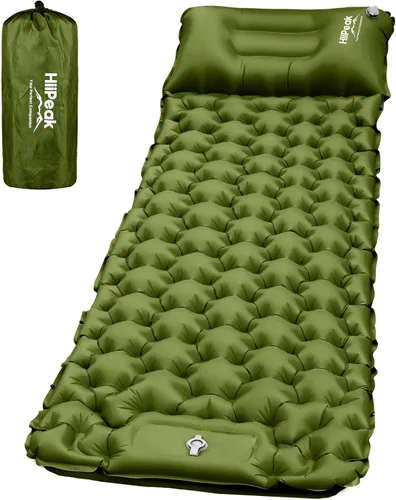Vista 10 de HiiPeak Colchoneta de dormir para campamento: colchoneta inflable ultraligera con bomba de pie y almohada integradas, colchón de aire compacto