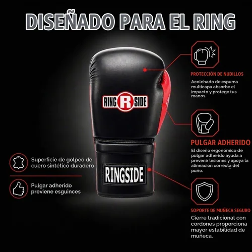 Vista 5 de Ringside Lace IMF Tech Guantes de entrenamiento y sparring para boxeo Negro