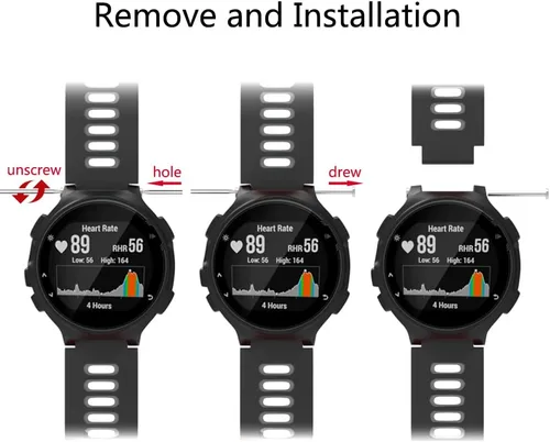 Vista 6 de ISABAKE Correa de reloj de repuesto para Garmin Forerunner 735XT/Approach S20 S5 S6 Correa de silicona suave con hebilla de metal compatible