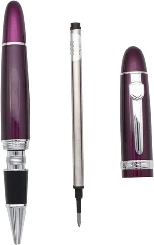 Vista 4 de 3 bolígrafos grandes pesados 159, punta media, dorado, negro y morado
