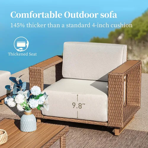 Vista 2 de SUNSHINE VALLEY 8 muebles seccionales de patio con cojín de 10 pulgadas de Beige-seccional