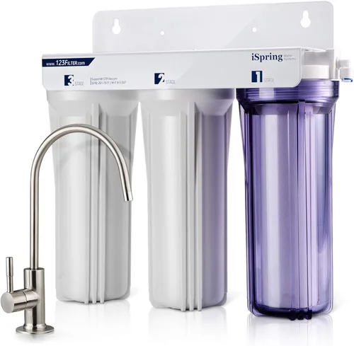 Vista 2 de iSpring Sistema de filtración de agua US31 clásico de 3 etapas para debajo del fregadero y cartuchos de repuesto universales F3CTO de 10 pulgadas