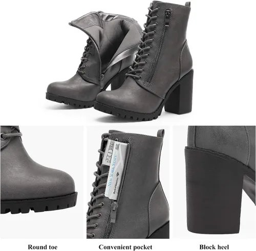Vista 3 de DREAM PAIRS - Botines de tacón grueso para mujer