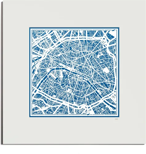 Vista 148 de O3 Design Studio Mapa de corte de papel de París, color negro mate, 20 x 20 pulgadas, arte en papel