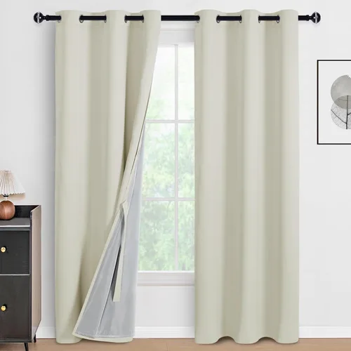Vista 33 de DWCN - Cortinas 100% opacas para dormitorio con forro negro, cortinas de ventana de doble capa con aislamiento térmico que oscurecen toda la Azul