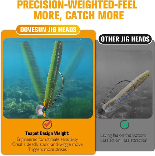 Vista 3 de Dovesun Ned Rig Jig Heads Cabeza de plantilla sin malas hierbas para pesca lubina Swimbait Jig Head Shaky Ned Rig Ganchos agua salada agua dulce