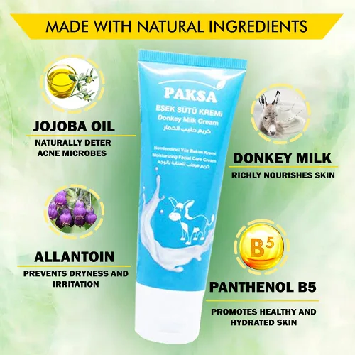 Vista 2 de Crema de leche de burro Loción hidratante orgánica para el cuidado facial Hidratante facial de leche de burro premium Propiedades