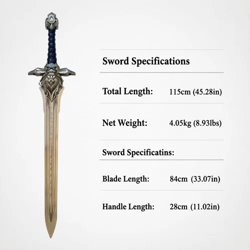 Vista 2 de 45.2-inch Ryan King Lion Sword with a Display Plaque,Stainless Steel, Lion Head Relief Design, Suitable for cosplayand Collecting Plateado