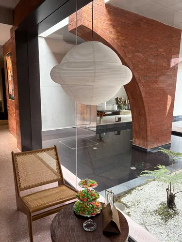 Vista 4 de Pantalla de lámpara de papel, pantalla colgante de linterna de papel plegable blanca, faroles de techo para dormitorio, apartamento