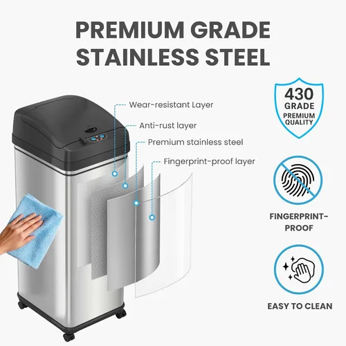 Vista 12 de iTouchless - Cubo de basura para cocina de 13 galones, con sensor, con ruedas