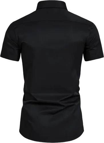 Vista 2 de VANCOOG Camisas de vestir lisas casuales de manga corta para hombre