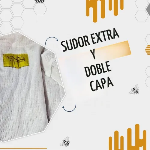 Vista 3 de Traje Apicular Ventilado de Tres Capas de Malla, Traje de Apicultor a Prueba de Picaduras con Velo de Esgrima y Sombrero de Ala Redonda