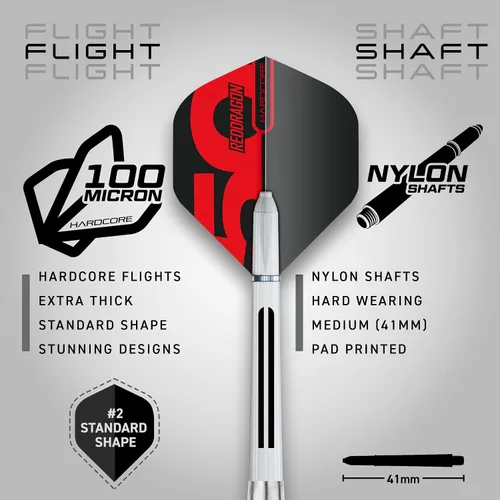 Vista 3 de RED DRAGON Axis Professional Darts Set - 85% Tungsten Darts with Flights, Shafts & Wallet, Soft Tip 18g and Steel Tip 24g - 28g