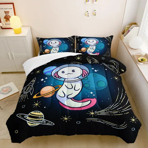 Vista 40 de HOSIMA Juego de edredón de decoración gótica, patrón de calaveras de polilla de la muerte, juego de cama de Halloween tamaño Queen para decoración