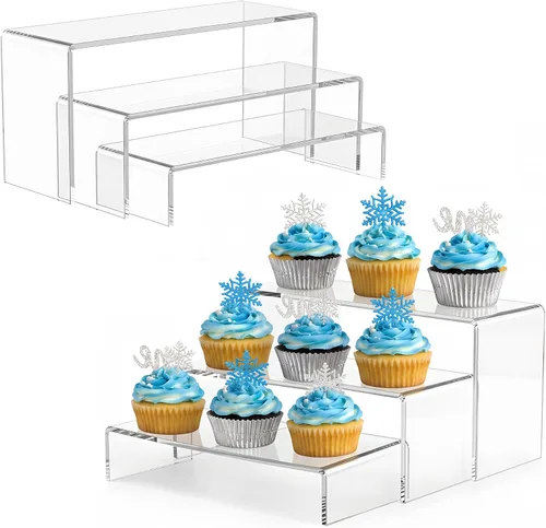 Vista 9 de Exhibición de acrílico negro de 6 piezas para elevadores de zapatos, soporte para cupcakes, soporte de postre (6P-negro)