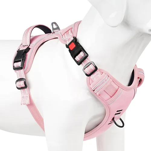 Vista 7 de Timos Arnés para perro de tamaño pequeño, arnés sin tirones para mascotas con cuello a presión bloqueable, chaleco reflectante para perro, sin