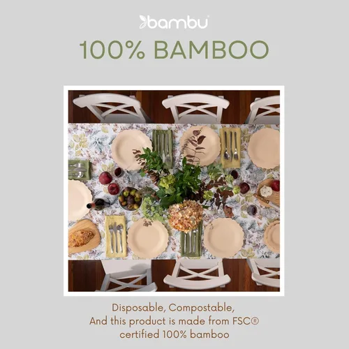 Vista 2 de Bambu Platos cuadrados de bambú de 9 pulgadas, paquete de 25